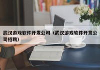 武汉游戏软件开发公司（武汉游戏软件开发公司招聘）