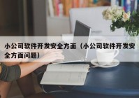 小公司软件开发安全方面（小公司软件开发安全方面问题）