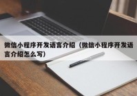 微信小程序开发语言介绍（微信小程序开发语言介绍怎么写）