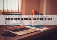 温州seo优化公司排名（温州最好的seo）