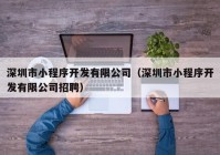 深圳市小程序开发有限公司（深圳市小程序开发有限公司招聘）